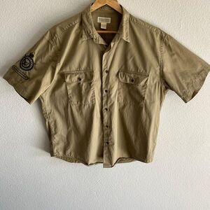 Unique Banana Republic Large size Beige Button Up 100% Cotton Shirt Short Sleeve